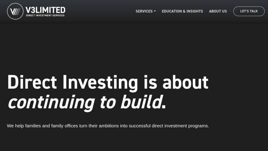 Screenshot of the V3limited LLC website