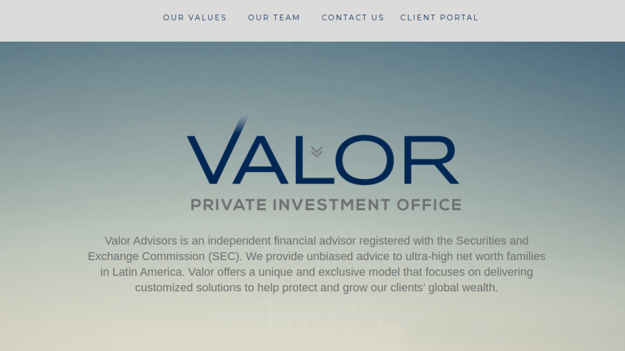 Screenshot of the Valor Advisors LLC website