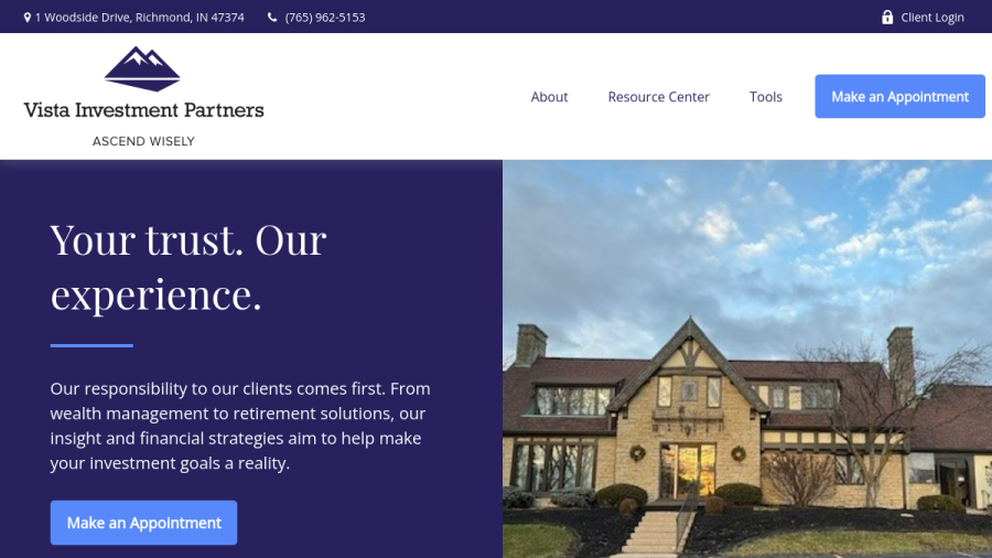 Screenshot of the Vista Investment Partners website