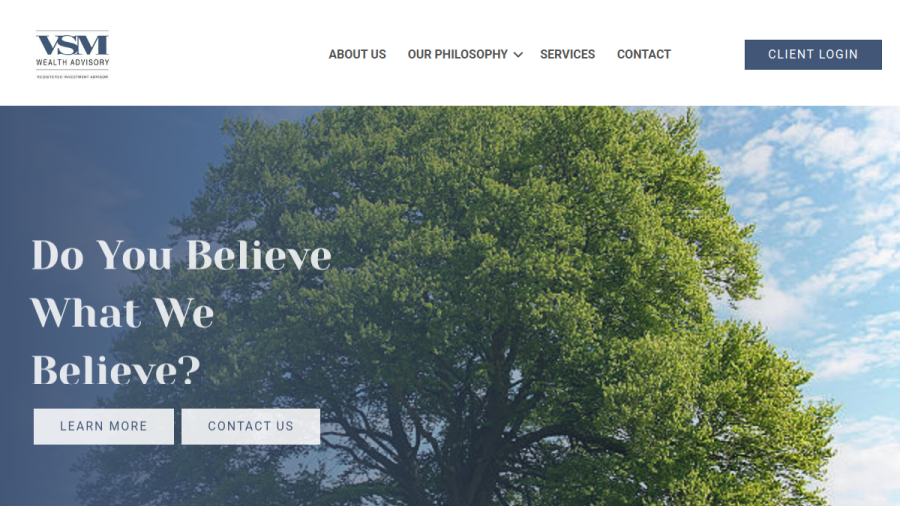Screenshot of the Vsm Wealth Advisory, LLC website