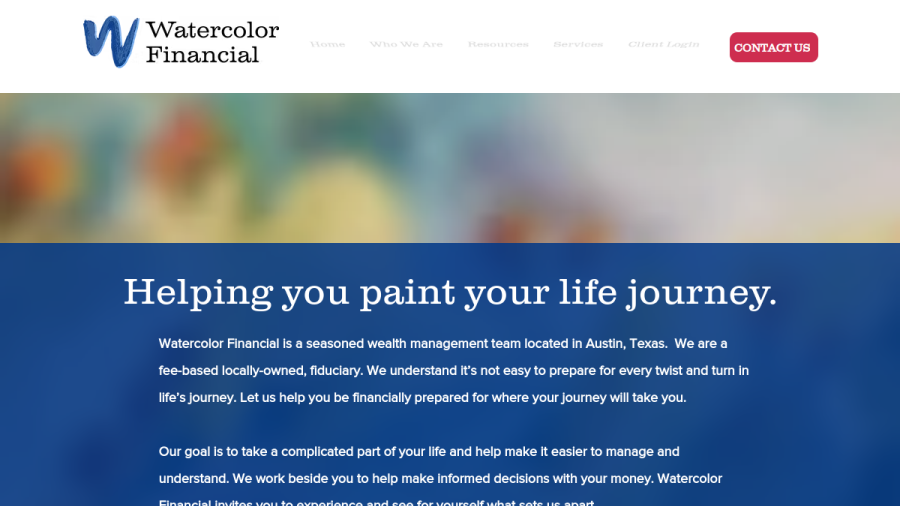 Screenshot of the Watercolor Financial website