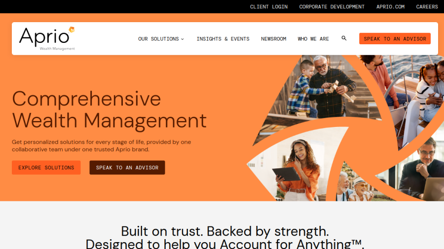 Screenshot of the Aprio Wealth Management, LLC website