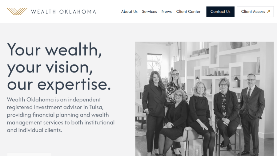 Screenshot of the Wealth Oklahoma website