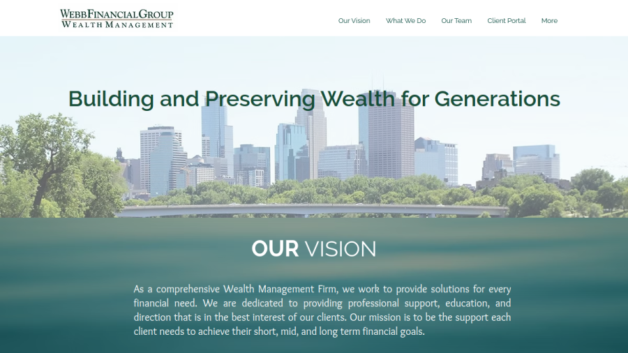 Screenshot of the Webb Financial Group website