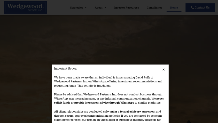 Screenshot of the Wedgewood Partners, INC. website