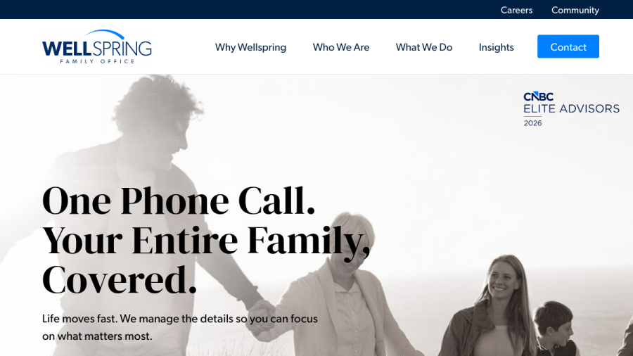 Screenshot of the Wellspring Family Office website