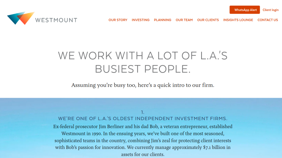 Screenshot of the Westmount Partners, LLC website