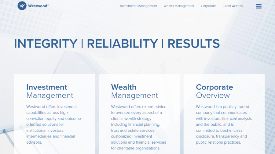 Screenshot of the Westwood Management Corp website