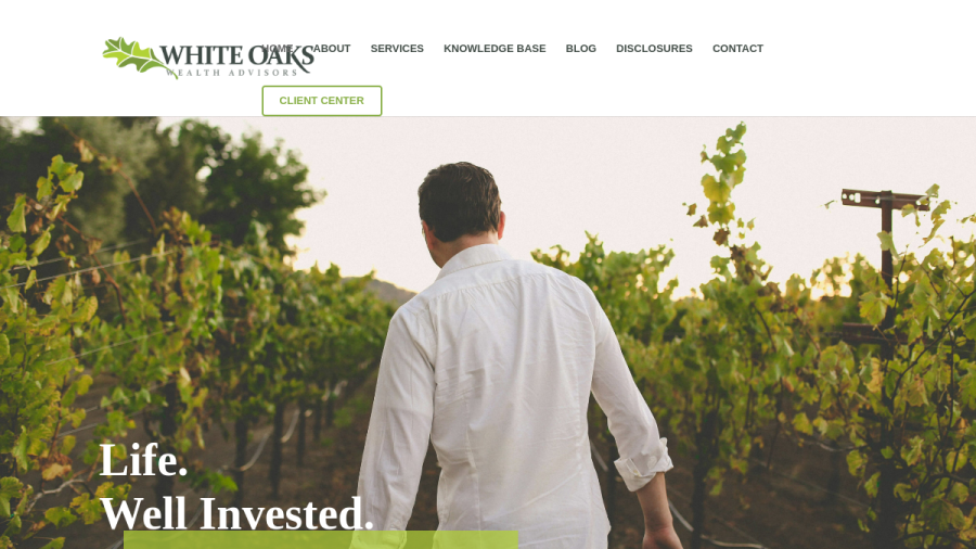 Screenshot of the White Oaks Wealth Advisors, INC. website