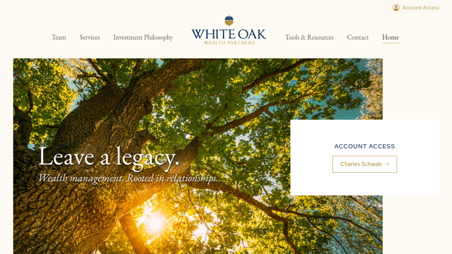 Screenshot of the White Oak Wealth Partners website