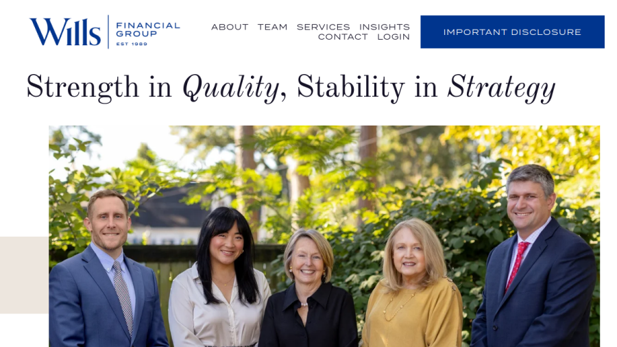 Screenshot of the Wills Financial Group, LLC website