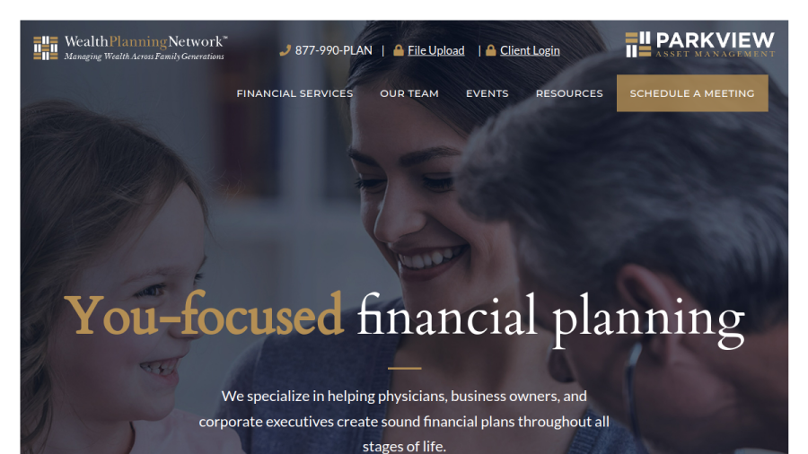 Screenshot of the Parkview Asset Management, INC. website