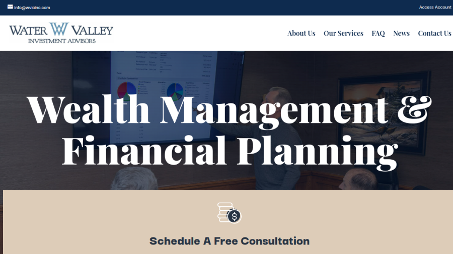 Screenshot of the Water Valley Investment Advisors, INC. website