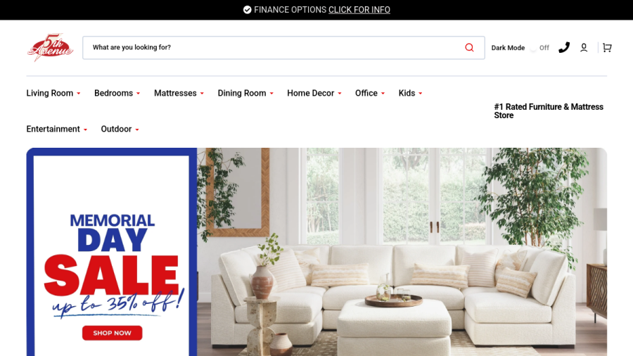 5th Avenue Furniture & Mattresses website built by One Tap Media