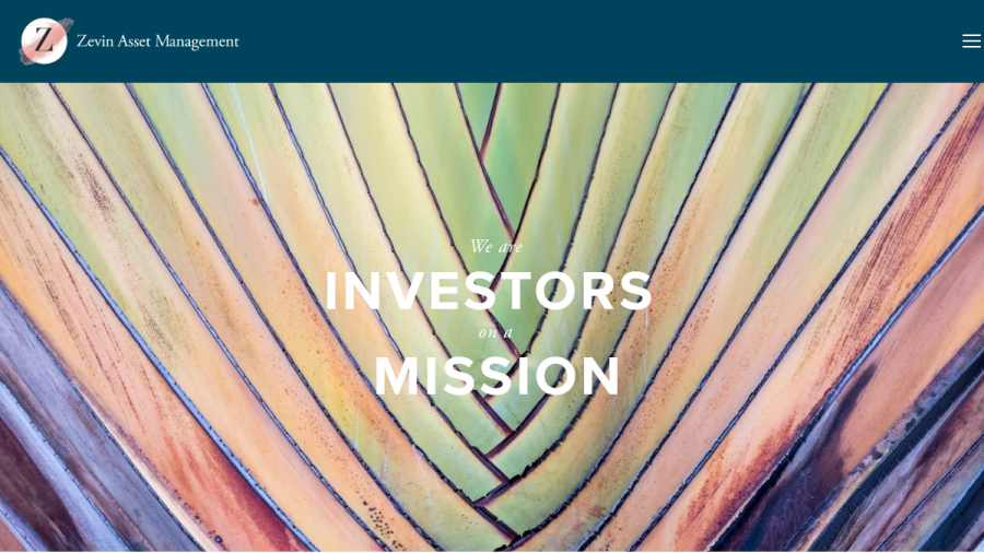 Screenshot of the Zevin Asset Management, LLC website