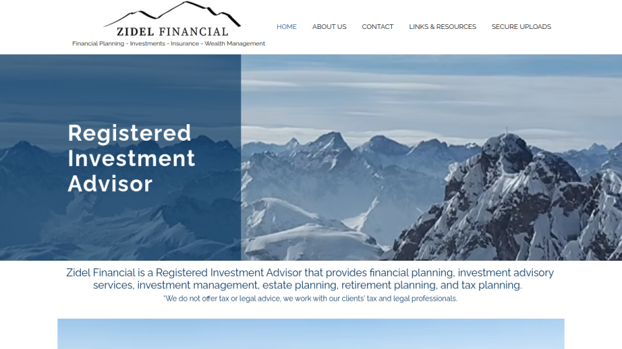 Screenshot of the Zidel Financial INC. website