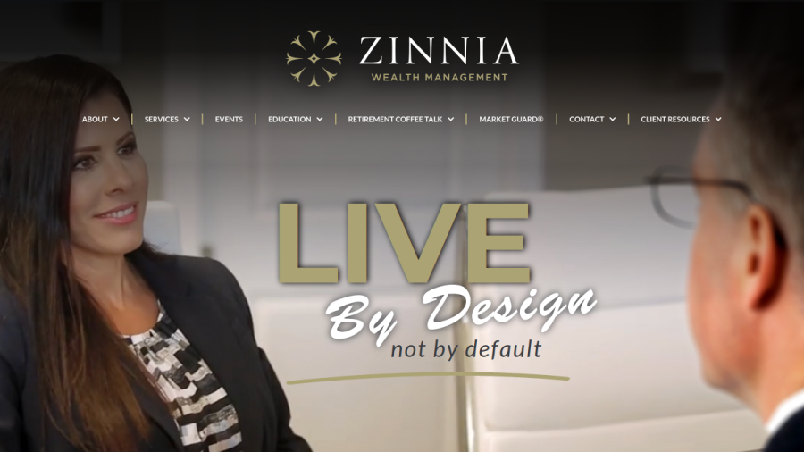 Screenshot of the Zinnia Wealth Advisory, LLC website