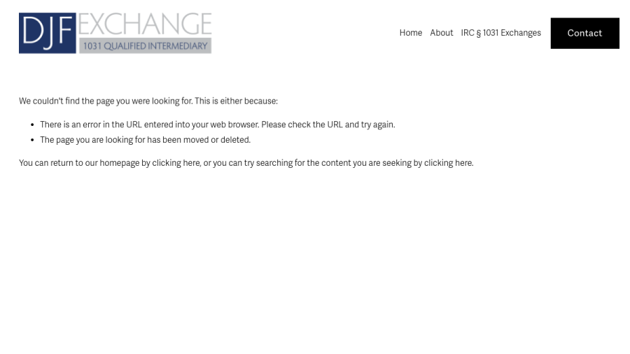 Screenshot of DJF Exchange, Inc. website