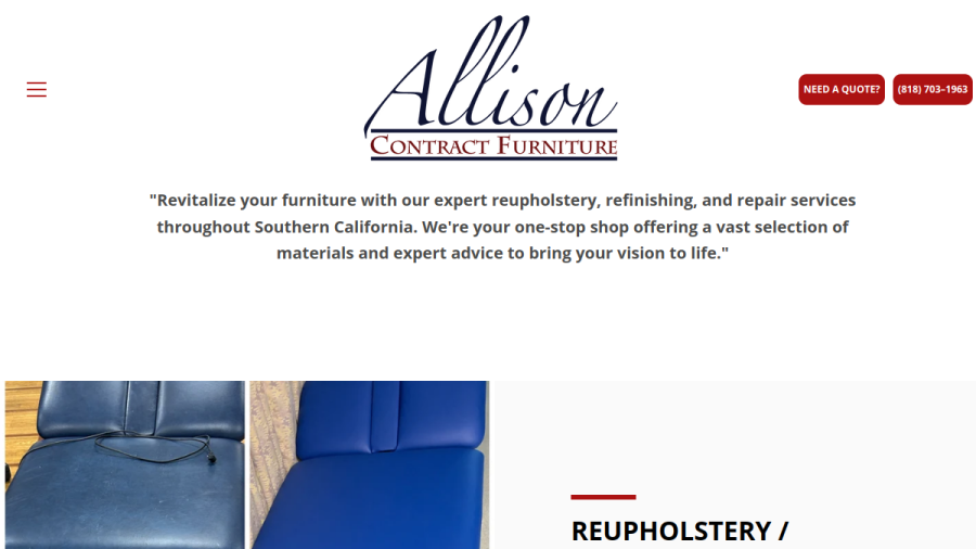Screenshot of the Allison Contract Furniture website