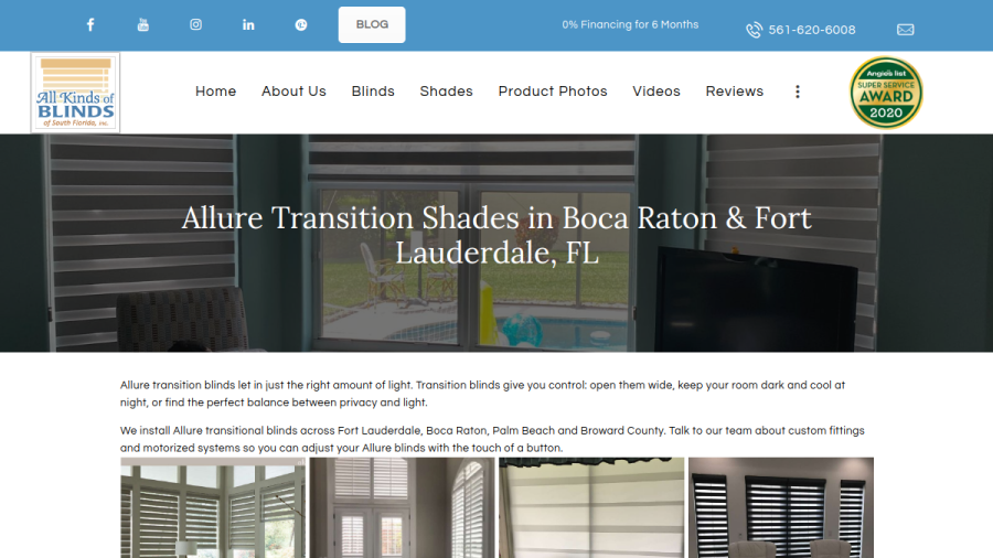 All Kinds of Blinds of South Florida website