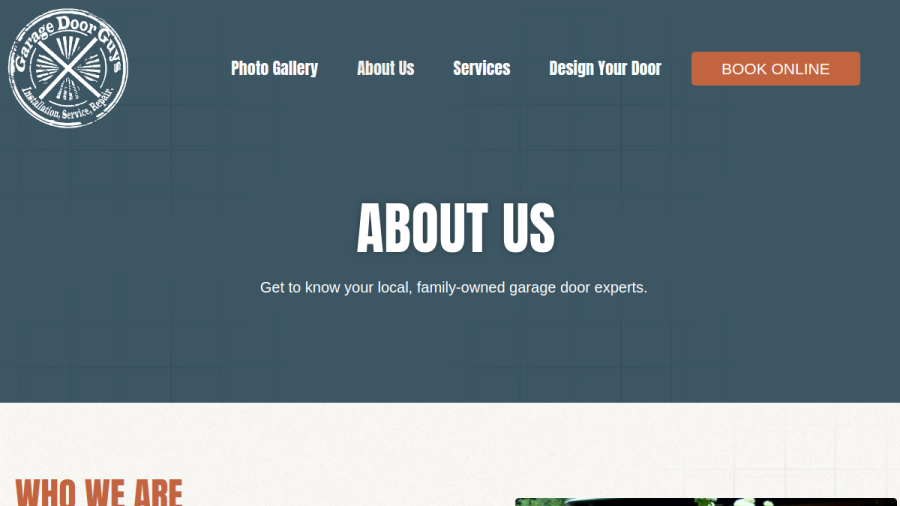 Screenshot of the Garage Door Guys website