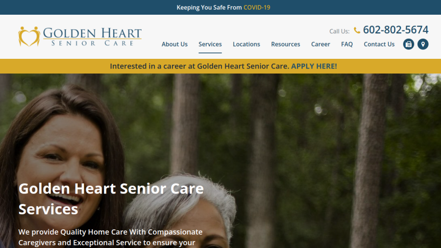 Golden Heart Senior Care website