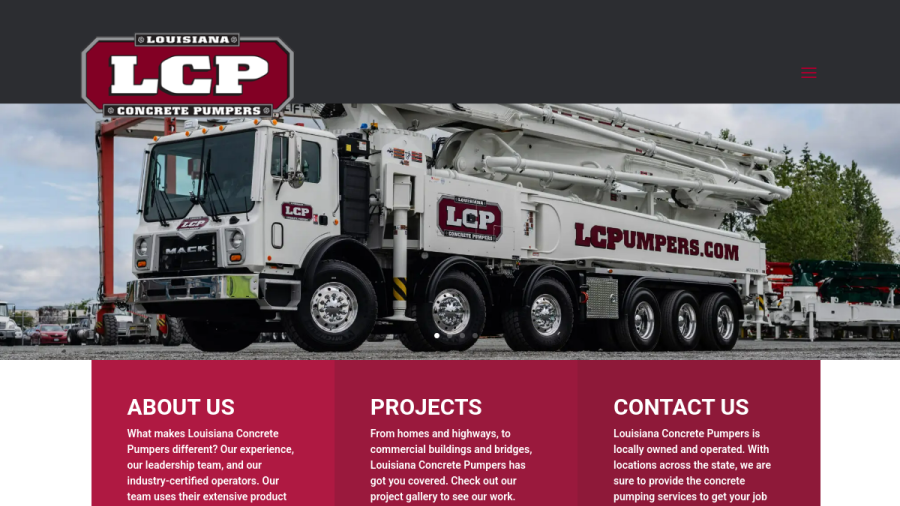 Screenshot of the Louisiana Concrete Pumpers website