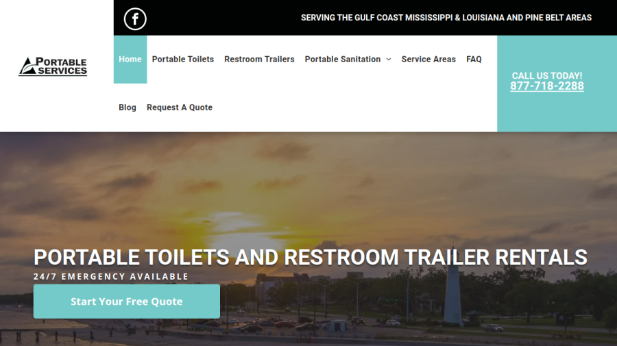Screenshot of the Portable Services Inc website