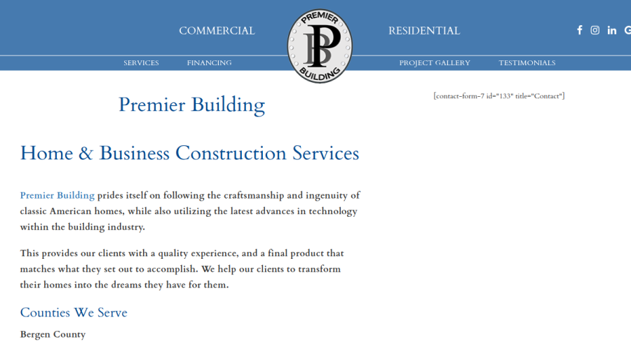 Premier Building and Renovations website
