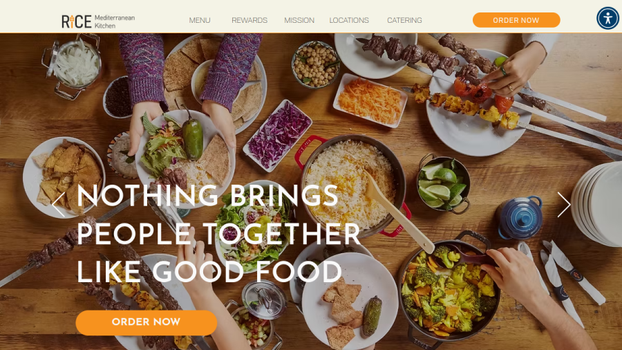 Rice Mediterranean Kitchen website screenshot