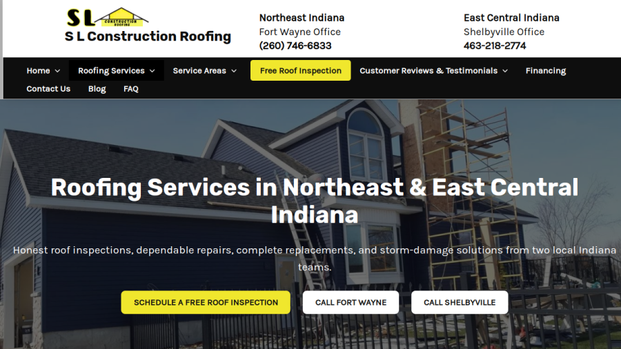Screenshot of the SL Construction website