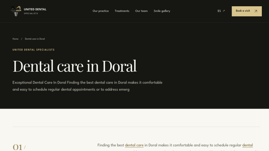 Screenshot of the United Dental Specialists website