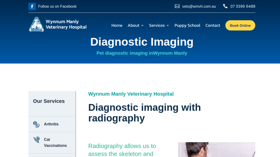 Screenshot of the Wynnum Manly Vet Hospital website