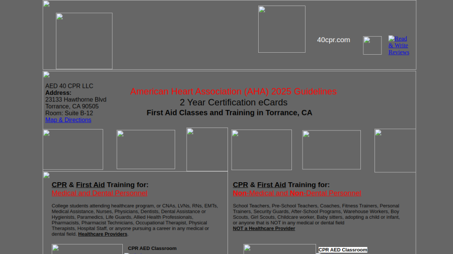 Screenshot of the AED40 CPR website