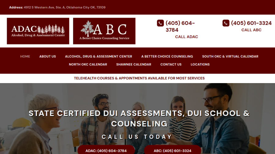 A Better Choice Counseling/ Alcohol, Drug & Assessment Center website