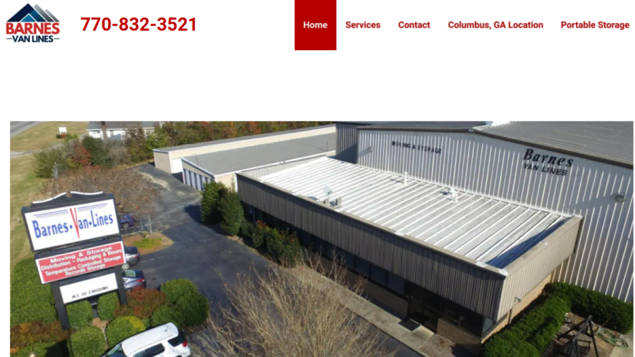 Screenshot of the Barnes Van Lines website
