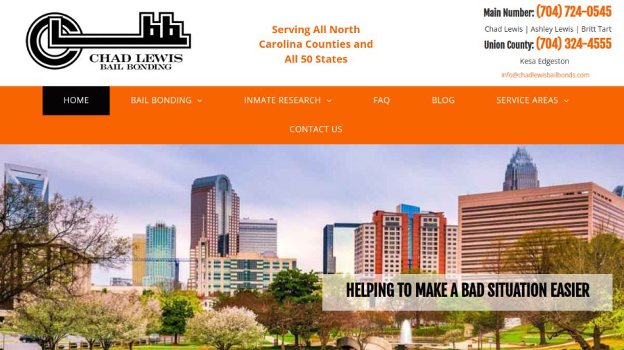 Screenshot of the Chad Lewis Bail Bonding website
