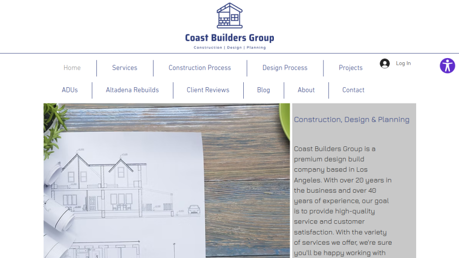 Screenshot of the Coast Builders Group website