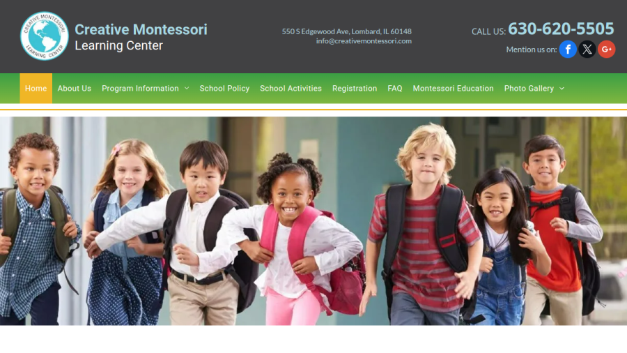 Screenshot of the Creative Montessori Learning Center website