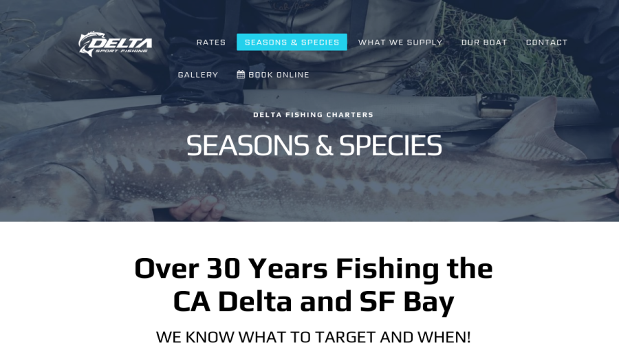 Delta Fishing Charters website