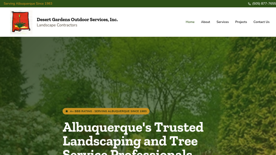 Desert Gardens Outdoor Services, Inc. website