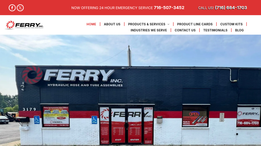 Website screenshot of Ferry Hydraulics
