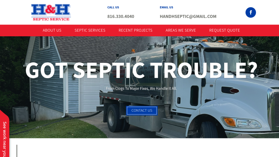 H & H Septic Service Inc website