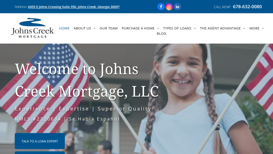 Screenshot of the Johns Creek Mortgage LLC website