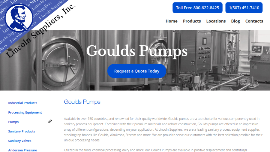 Screenshot of the Lincoln Suppliers, Inc. website
