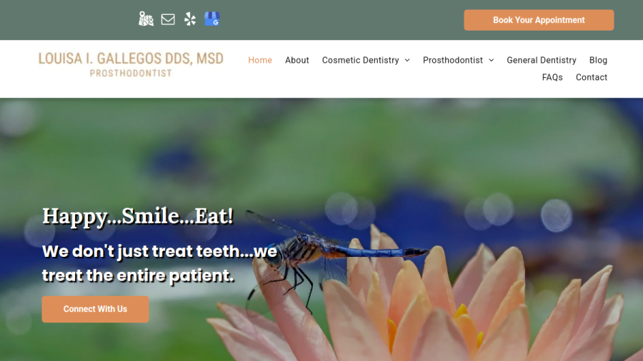 Screenshot of the Louisa Gallegos, DDS website