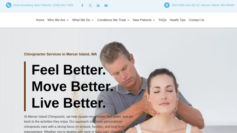 Screenshot of Mercer Island Chiropractic website