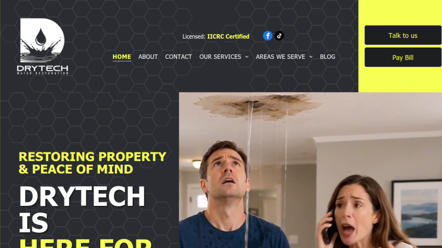 Screenshot of the Drytech website