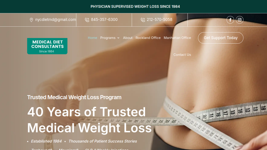 Screenshot of the Medical Diet Consultants website