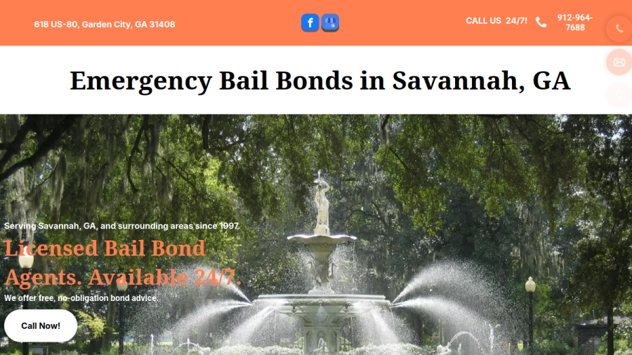 Screenshot of Savannah Bail Bonding website